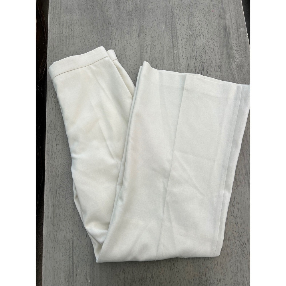 Sandro Paris Cream White Wide Leg High Rise Creased Trousers P6692E Size 36